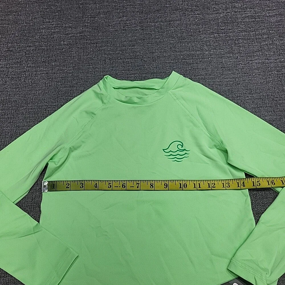 Kids Boys Long Sleeves Guard Top Medium Size 8 Light Green Tee Shirt